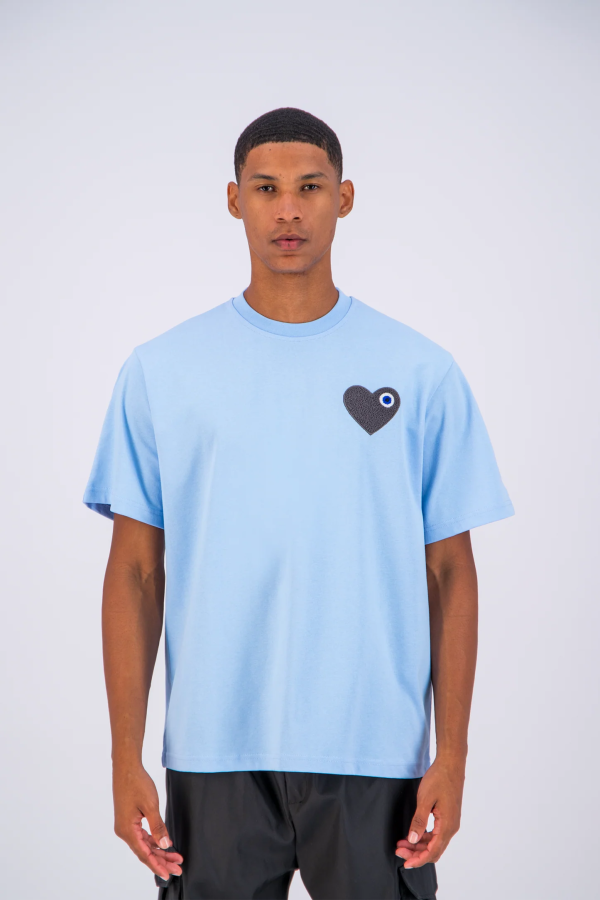 T-shirt ADJ PARIS "COEUR CHIC" BLEU CIEL