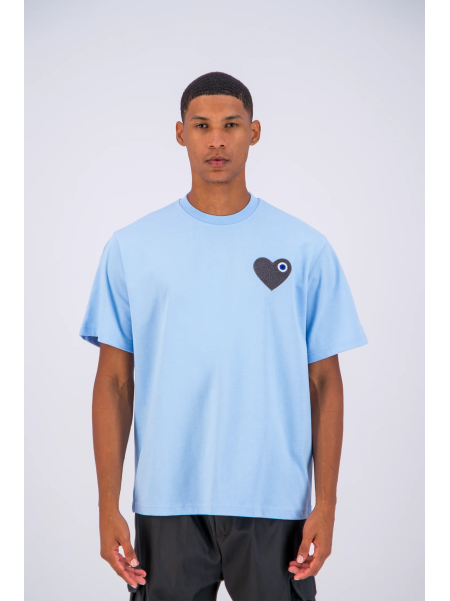 T-shirt ADJ PARIS "COEUR CHIC" BLEU CIEL