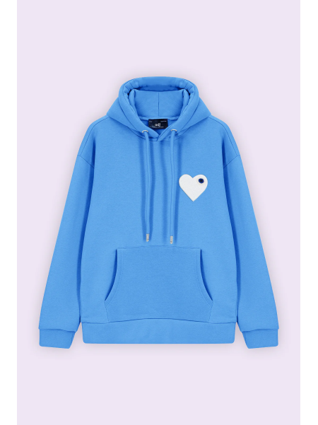 Hoodie ADJ PARIS "COEUR CHIC" BLEU