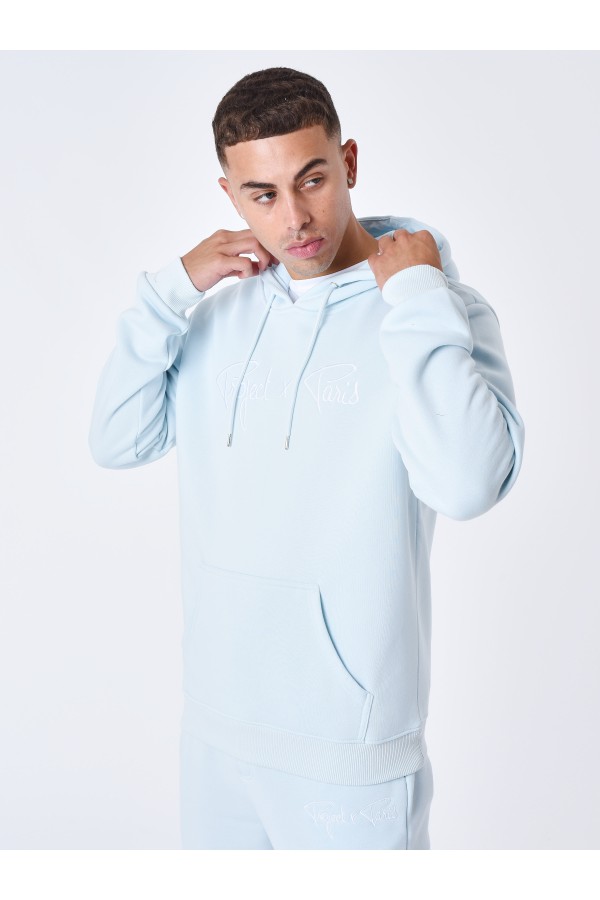 SWEAT À CAPUCHE SIGNATURE BLEU CIEL