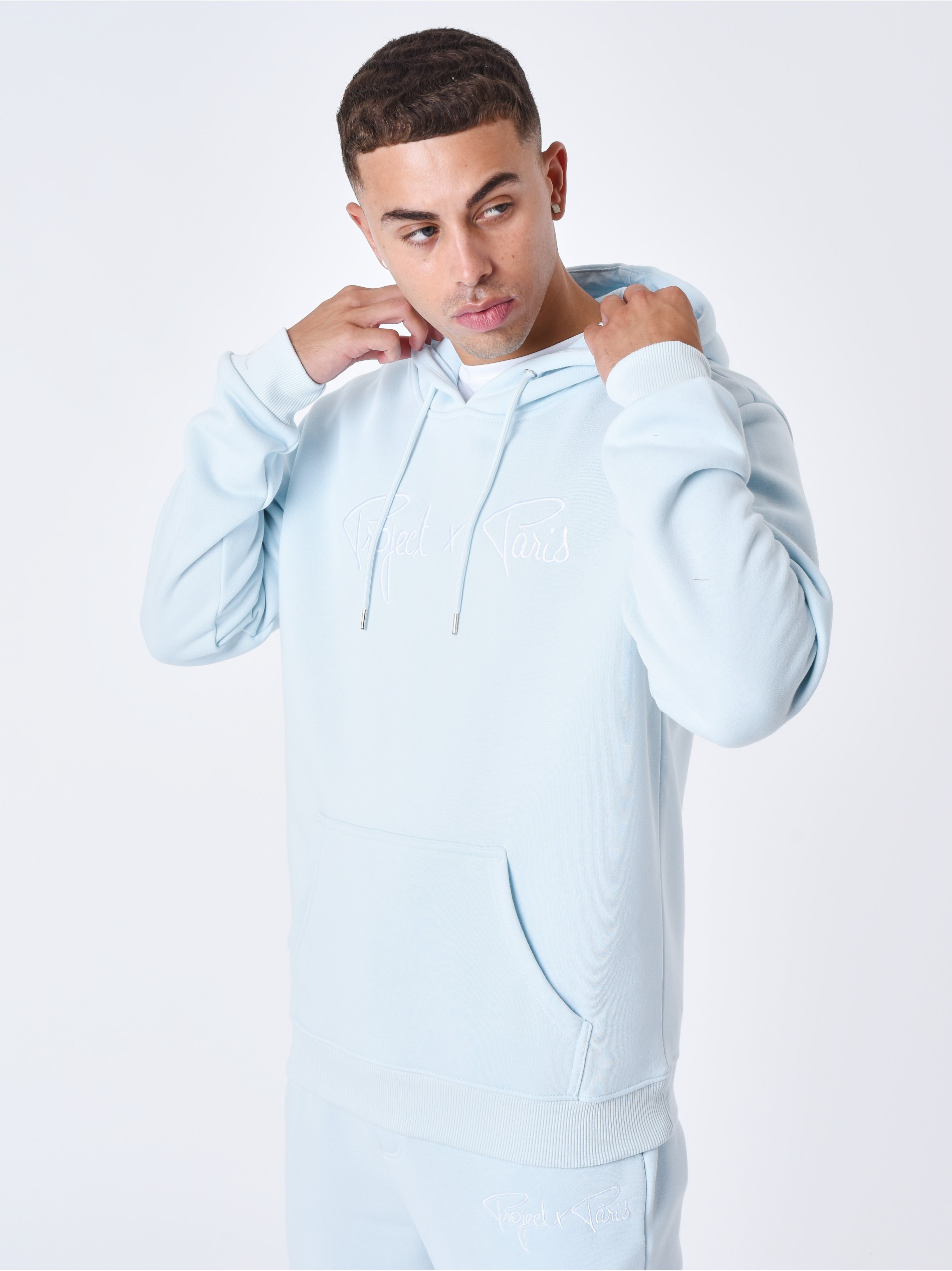 SWEAT À CAPUCHE SIGNATURE BLEU CIEL
