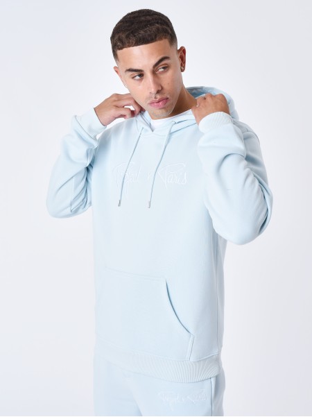 SWEAT À CAPUCHE SIGNATURE BLEU CIEL