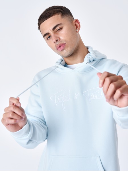SWEAT À CAPUCHE SIGNATURE BLEU CIEL