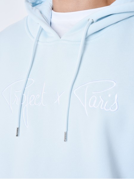 SWEAT À CAPUCHE SIGNATURE BLEU CIEL