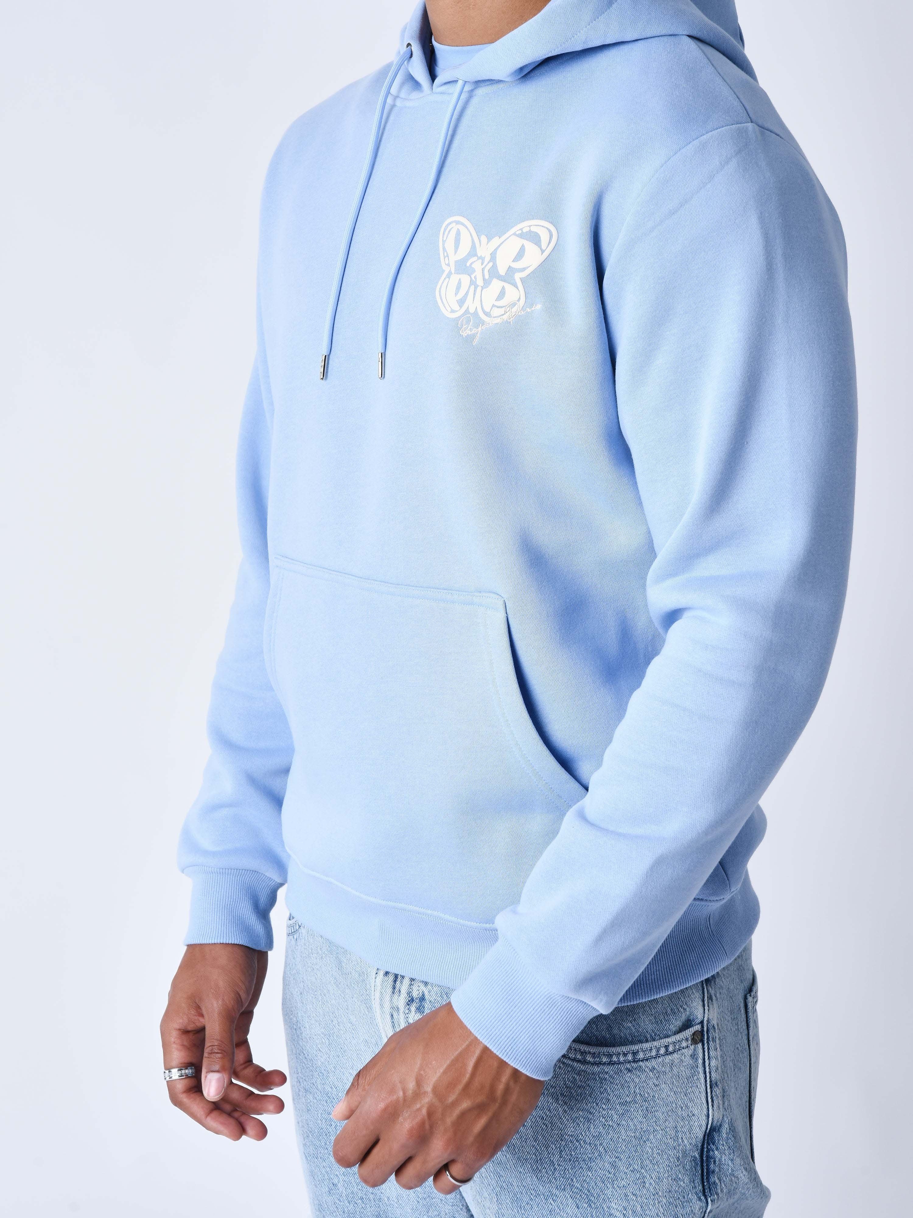 SWEAT À CAPUCHE PAPILLON BLEU CIEL