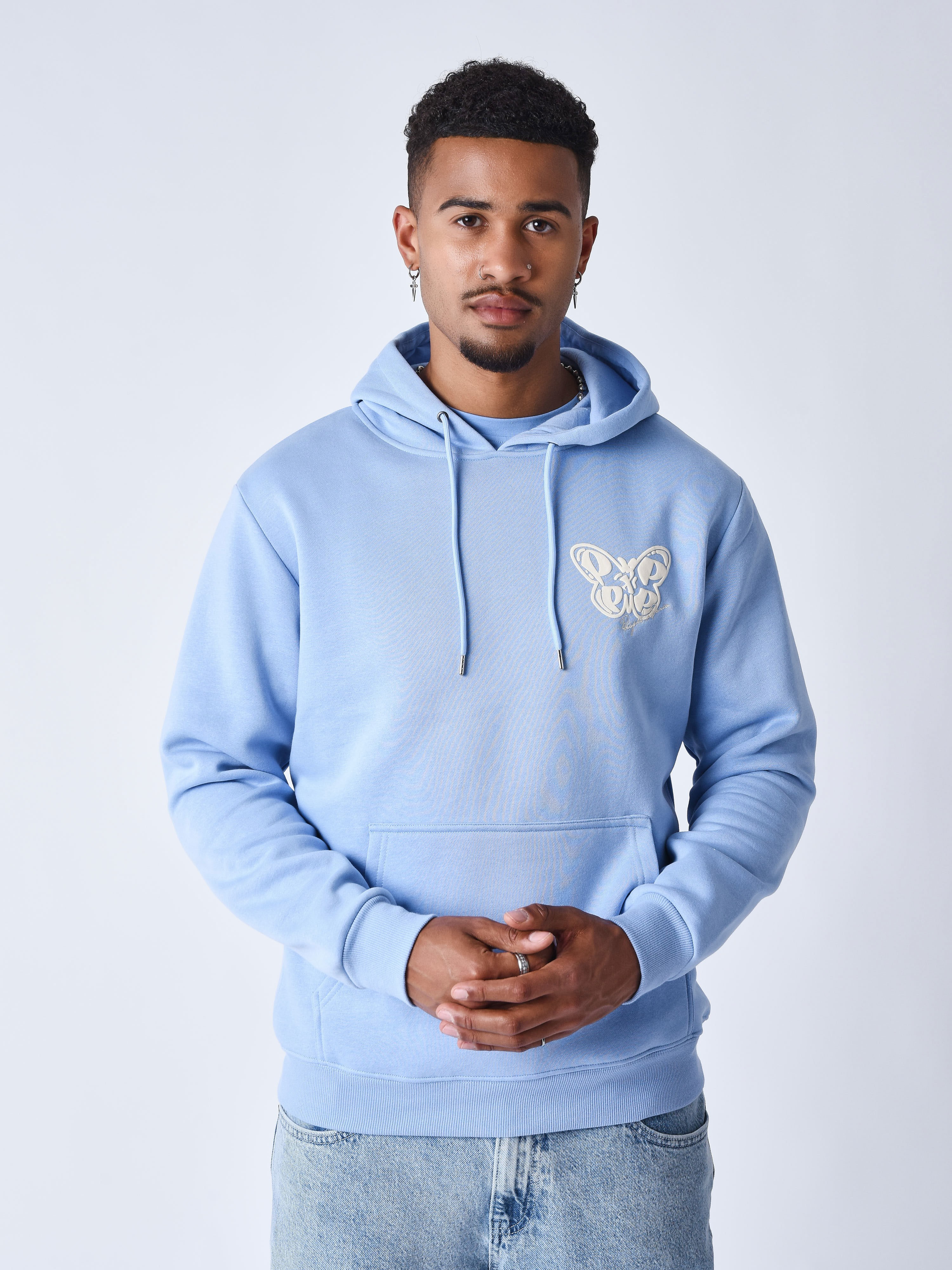 SWEAT À CAPUCHE PAPILLON BLEU CIEL