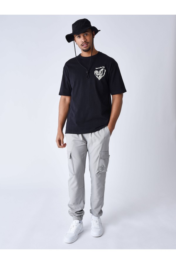 T-SHIRT CŒUR IMPRESSION EN RELIEF NOIR