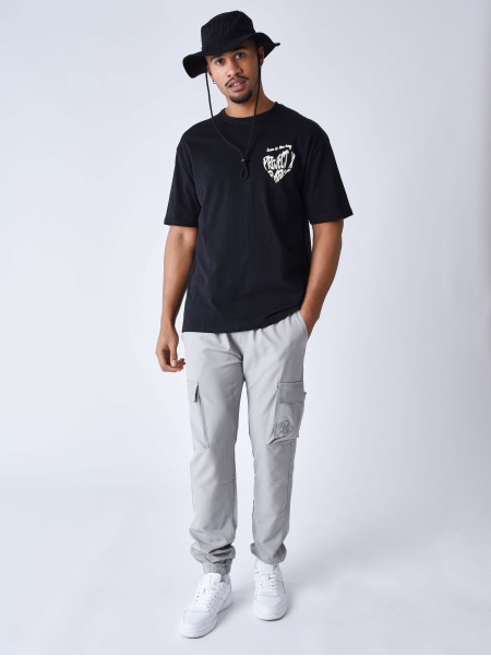 T-SHIRT CŒUR IMPRESSION EN RELIEF NOIR