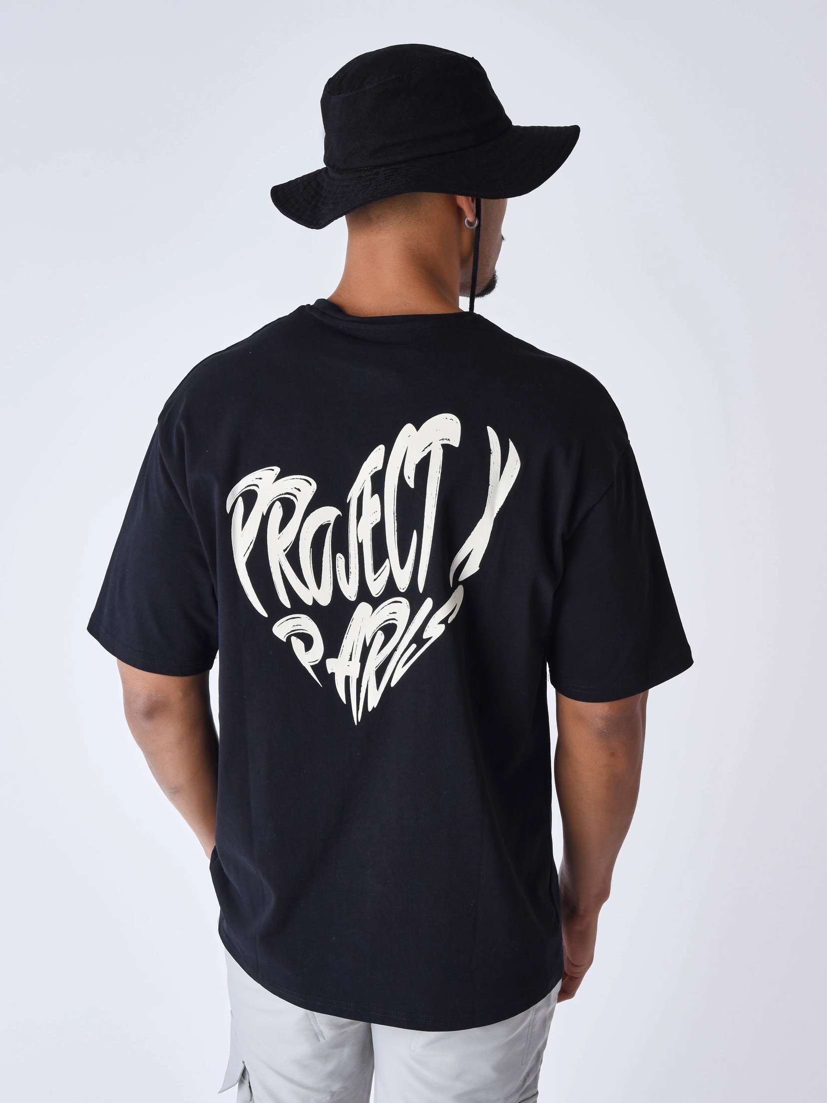 T-SHIRT CŒUR IMPRESSION EN RELIEF NOIR