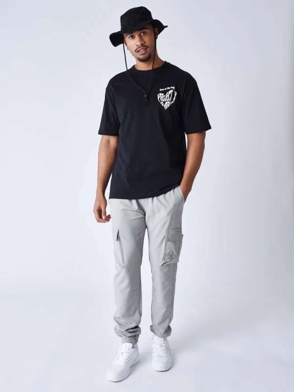 T-SHIRT CŒUR IMPRESSION EN RELIEF NOIR